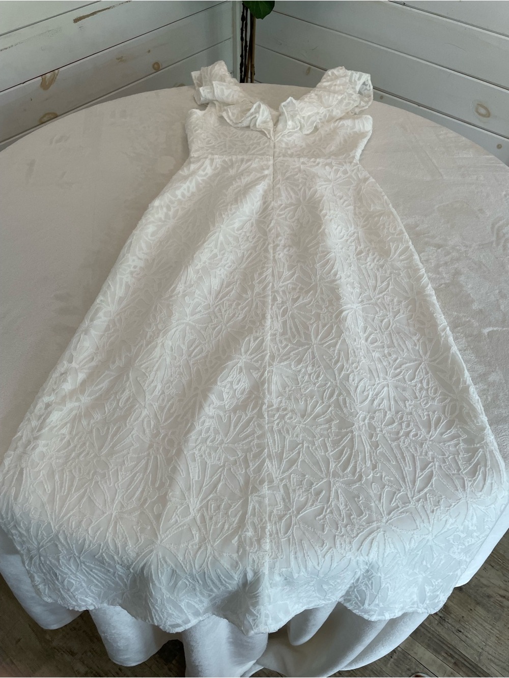 NWT Senlis Size M White Floral Textured Ruffle Maxi Dress Sleeveless Pockets - Picture 9 of 17